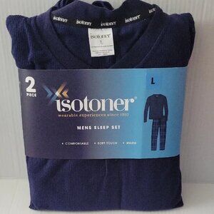 Isotoner Mens Navy Sleep Set Supersoft Lounge Shirt & Long Pants - New in Pack L